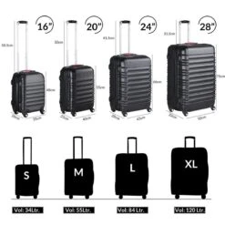 Monzana Kofferset - 4 Stuks S M L XL Met Wielen Cijferslot - Zwart -Reizen Verkoopwinkel 1200x1200 899