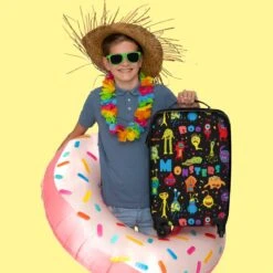 NoBoringSuitcases.com® Koffer - Monster - Kleuren - Kinderen - Ruimte - Past Binnen 55x40x20 Cm En 55x35x25 Cm - Handbagage - Trolley - Fotokoffer - Cabin Size - Print -Reizen Verkoopwinkel 1200x1200 98
