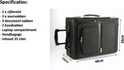 Zakelijke Handbagage Zwart - Laptopvak - Documentenvak - Businesstrolley - Pilotenkoffer - Laptop Trolley -Reizen Verkoopwinkel 1200x687