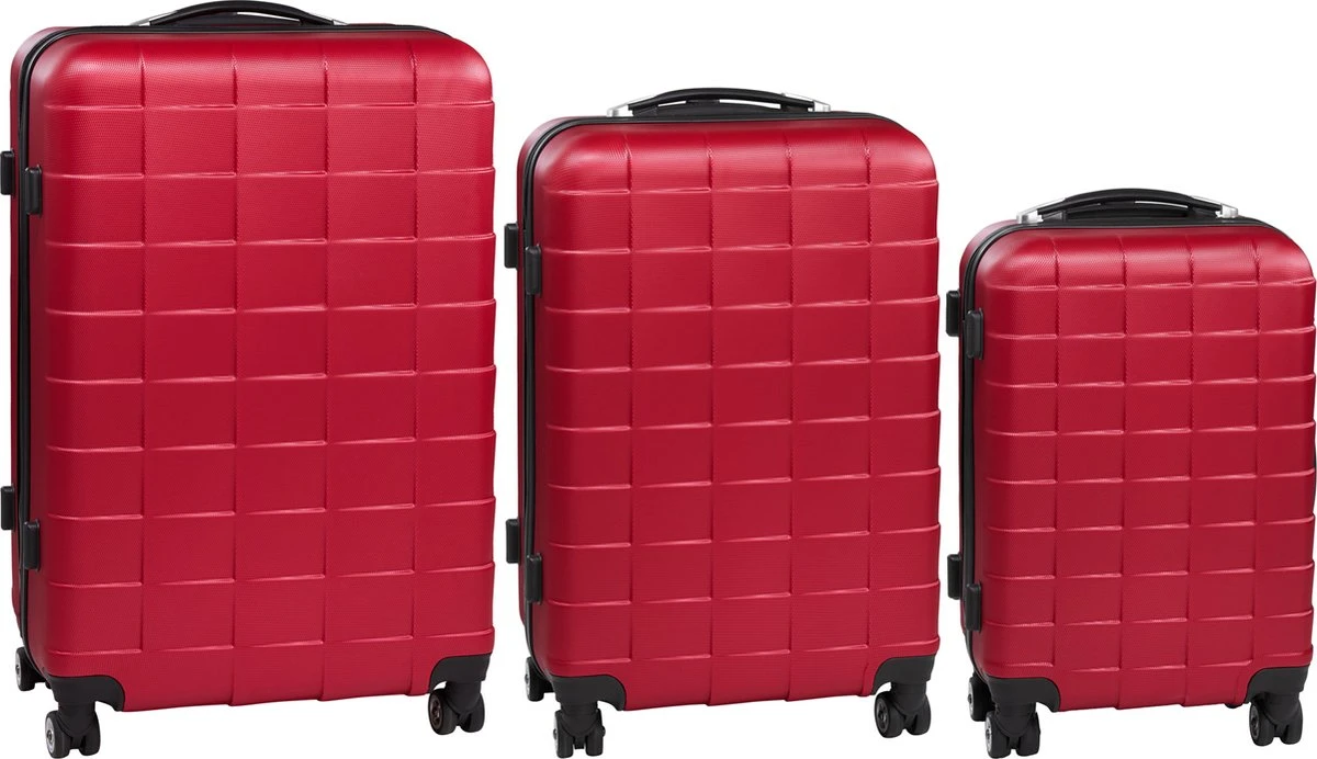 Tectake - Kofferset Trolleyset Reisset - 3-dlg Hardshell Wijnrood - 402670 2 Tectake - Kofferset Trolleyset Reisset - 3-dlg Hardshell Wijnrood - 402670 - Afbeelding 2