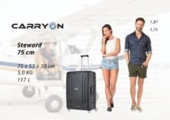 CarryOn Steward TSA Reiskoffer - 75cm Trolley Met Kliksloten - Dubbele Wielen - Zwart -Reizen Verkoopwinkel 1200x847 1