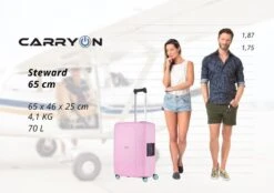 CarryOn Steward TSA Reiskoffer - 65cm Trolley Met Kliksloten - Dubbele Wielen - Roze -Reizen Verkoopwinkel 1200x847