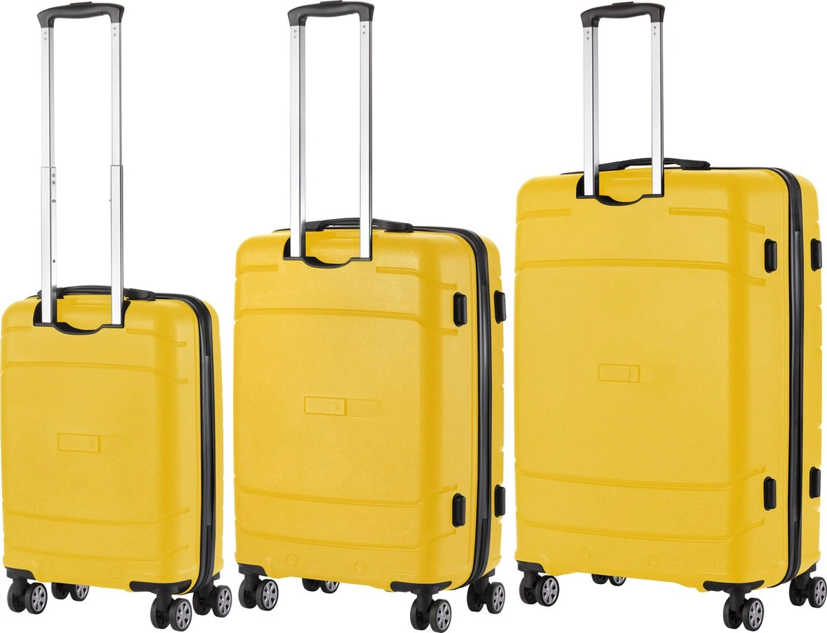 TravelZ Big Bars Kofferset - Trolleyset 3-delig Met TSA-slot - Geel 2 TravelZ Big Bars Kofferset - Trolleyset 3-delig Met TSA-slot - Geel - Afbeelding 2