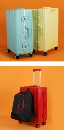 TOP AA Reis Kofferset - Trolleyset 3-delig Met TSA Slot Aluminum Frame, Kleine Cabine En Groot, ABS Luggage, (20+24+28 Inches 3 Pc Set), Roze/pink -Reizen Verkoopwinkel 592x1200 4