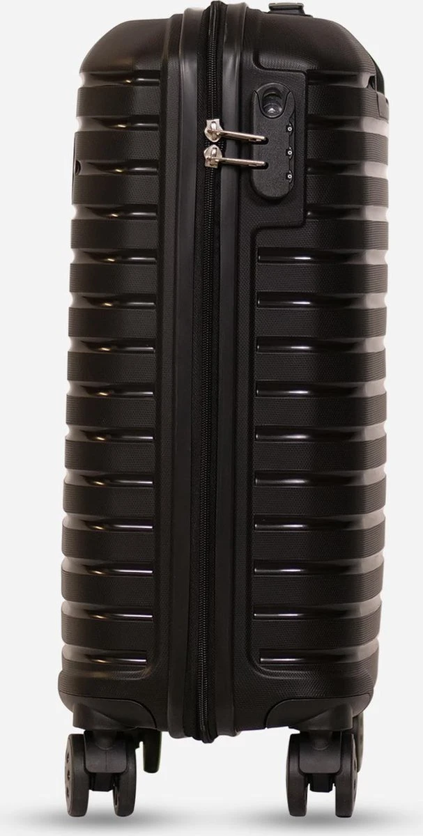 ©TROLLEYZ - Berlin No.11 - Trolley - 55cm Met Cijferslot - Dubbele Wielen - 360° Spinners - 100% Polypropyleen- Reiskoffer In Night Black 9 ©TROLLEYZ - Berlin No.11 - Trolley - 55cm Met Cijferslot - Dubbele Wielen - 360° Spinners - 100% Polypropyleen- Reiskoffer In Night Black - Afbeelding 9