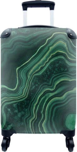 MuchoWow® Koffer - Marmer - Groen - Lijn - Past Binnen 55x40x20 Cm En 55x35x25 Cm - Handbagage - Trolley - Fotokoffer - Cabin Size - Print