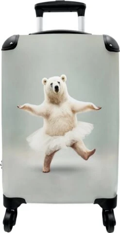 NoBoringSuitcases.com® Koffer - IJsbeer - Rok - Wit - Portret - Dieren - Trolley Op Wieltjes - Reiskoffer - Past Binnen 55x40x20 Cm En 55x35x25 Cm - Fotokoffer -Reizen Verkoopwinkel 621x1200 3