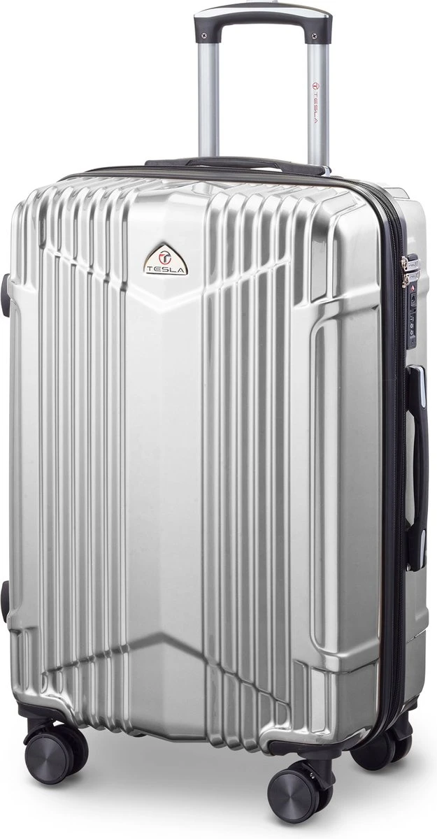 Tesla PC - Reiskoffer - 65 Cm - 4 Wielen - Zilver 1 Tesla PC - Reiskoffer - 65 Cm - 4 Wielen - Zilver