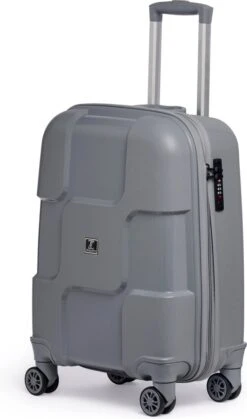 ©TROLLEYZ - Venice No.10 - Trolley - 55cm Met TSA Slot - Dubbele Wielen - 360° Spinners - 100% Polypropyleen - Handbagage Koffer In Silver Stone -Reizen Verkoopwinkel 708x1200