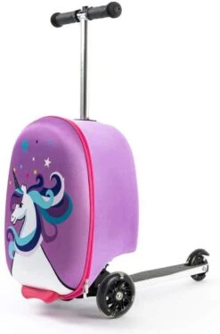 Kinderstep | Reiskoffer Met Wielen - FDBW - Koffer Kinderen | Paarse Eenhoorn | Step Met 3 Wielen - Bouncy Box 50 Kilo 40x20x25 Cm + Nekkussen Vliegtuig -Reizen Verkoopwinkel 792x1200 1