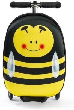 Rolkoffer Trolley Voor Kinderen | Geel | Trolley | Tas Kind | Bagagekoffer | Step Jongen | Vliegtuig Nekkussen | Step Met 3 Wielen | FDBW | Koffer Handbagage - 50 Kilo - Bouncy Box 40x20x25 Cm + Nekkussen Vliegtuig -Reizen Verkoopwinkel 810x1200