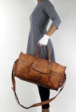Merkloos Reistas Van ECHTE LEER - Sporttas - Weekendtas MALAGA Echte Leder - Cognac Bruin -HANDGEMAAKTE VINTAGE STIJL Duffel Tas -Reizen Verkoopwinkel 819x1200