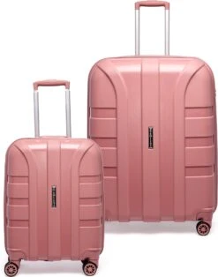 ©TROLLEYZ - Paris No.5 - Kofferset 2 Delig - 55+78cm Met TSA Slot - Dubbele Wielen - 360° Spinners - 100% Polypropyleen - Reiskoffers In Rose Blush -Reizen Verkoopwinkel 945x1200 1