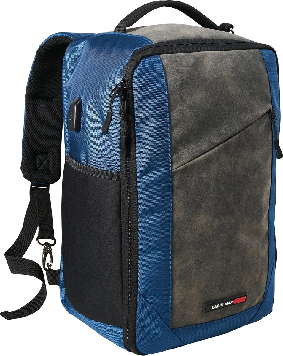 CabinMax Manhatten – Handbagage 20L – Rugzak – Schooltas - 40x20x25 Cm – Compact Reistas – Lichtgewicht – Nettuno Blauw 1 CabinMax Manhatten – Handbagage 20L – Rugzak – Schooltas - 40x20x25 Cm – Compact Reistas – Lichtgewicht – Nettuno Blauw