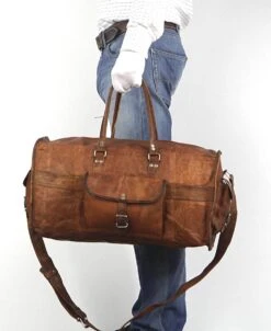 Merkloos Reistas Van ECHTE LEER - Sporttas - Weekendtas MALAGA Echte Leder - Cognac Bruin -HANDGEMAAKTE VINTAGE STIJL Duffel Tas -Reizen Verkoopwinkel 983x1200 4