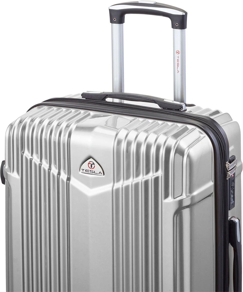 Tesla PC - Reiskoffer - 65 Cm - 4 Wielen - Zilver 4 Tesla PC - Reiskoffer - 65 Cm - 4 Wielen - Zilver - Afbeelding 4